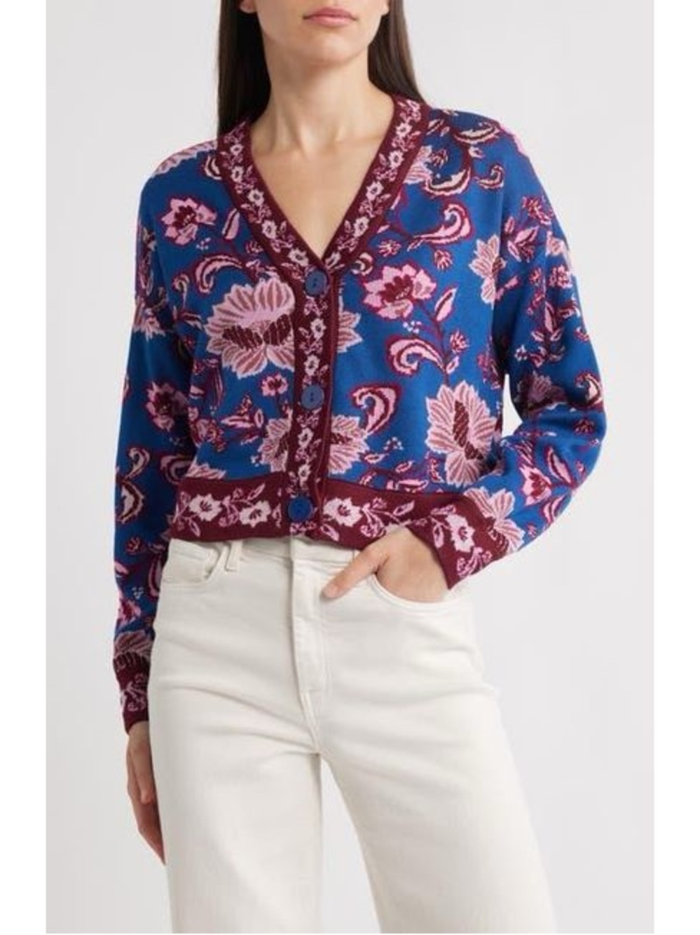 NEW FARM Rio Flower Delicacy Jacquard Cardigan Size Medium
